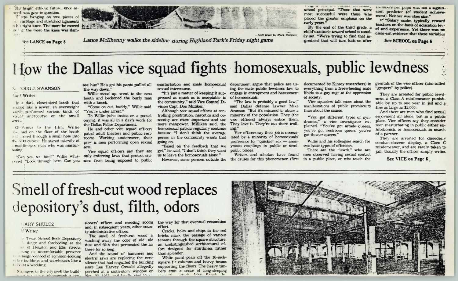 Dallas Times Herald vice-squad clipping